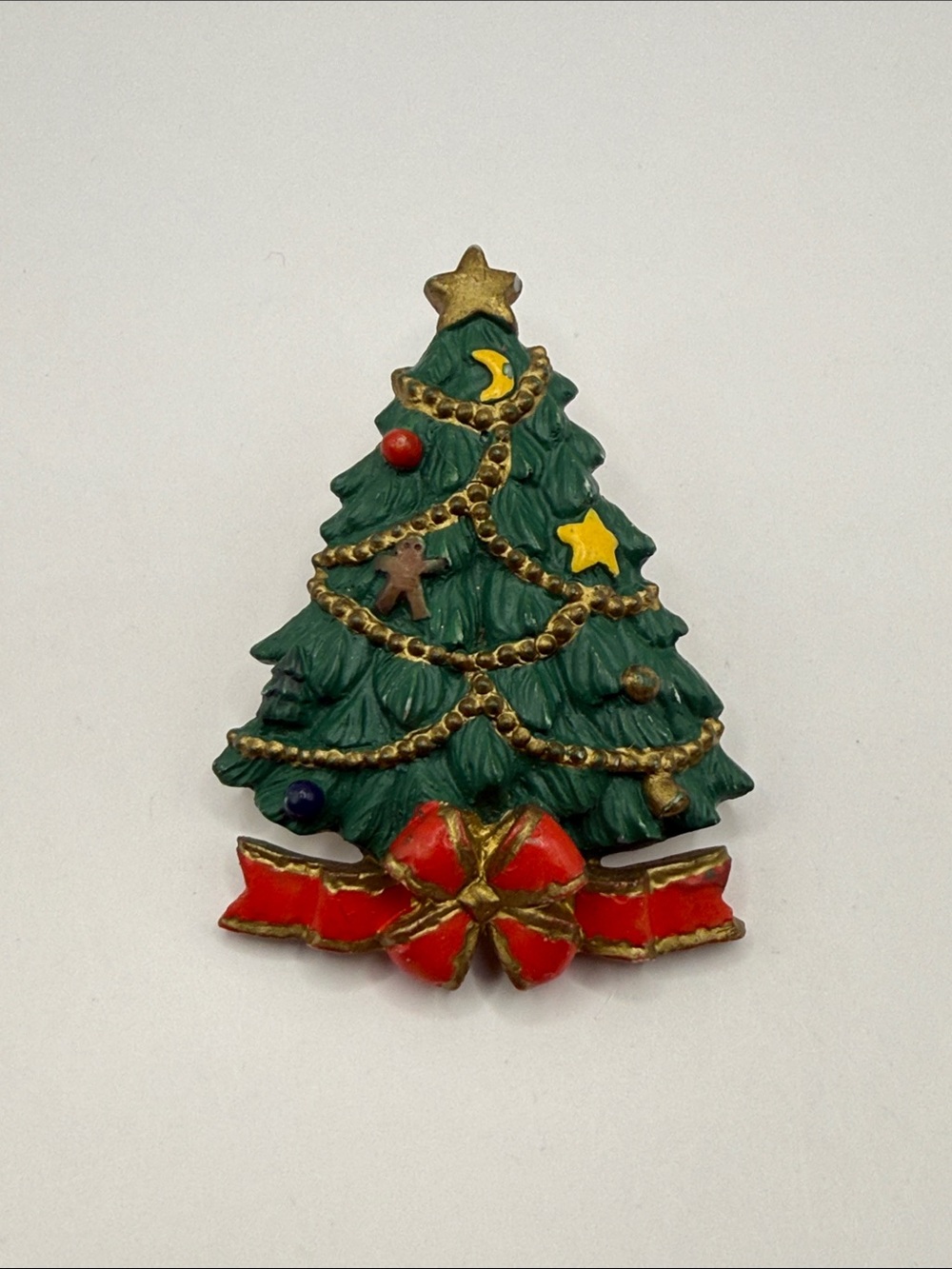 Vintage Christmas Tree Holiday Statement Brooch Pin